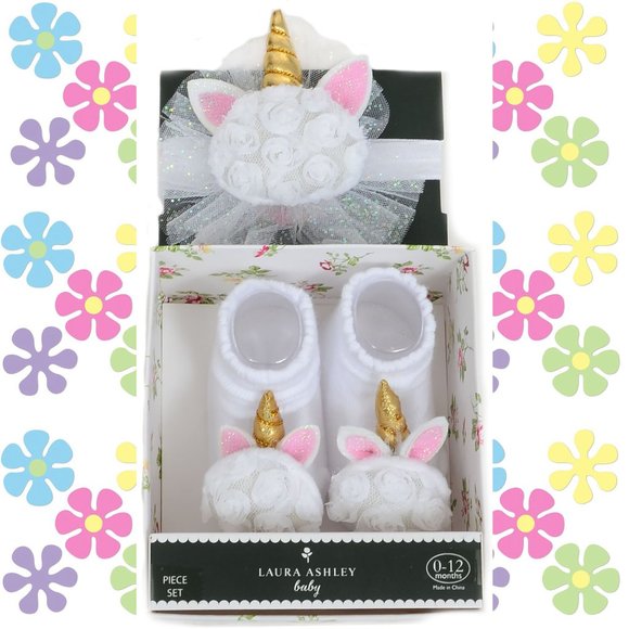 laura ashley baby socks and headband
